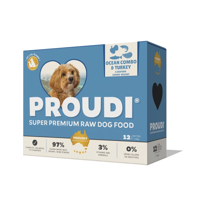 Proudi Premium Raw Ocean Combo and Turkey Frozen All Lifestages Dog Food