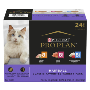 Pro Plan Hairball Variety Pack Adult Wet Cat Food Cans - 24 x 85g