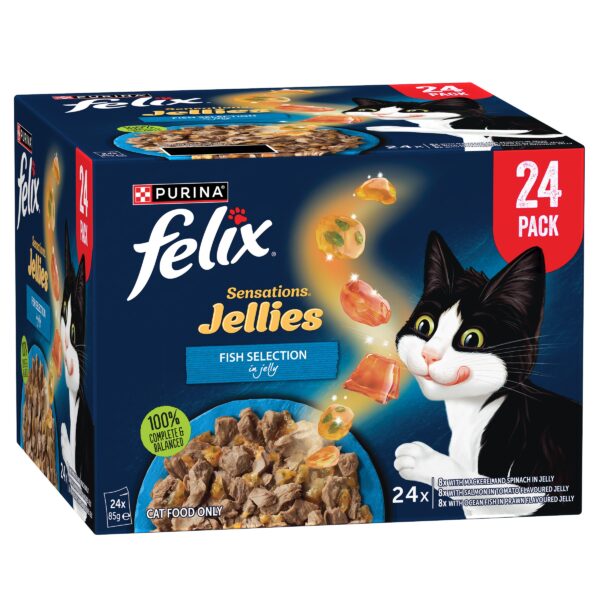 Felix Sensations Jellies Fishy Selection Adult Wet Cat Food Pouches