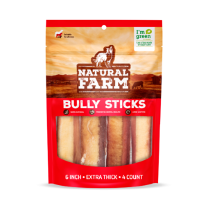 Natural Farm Bully Stick Extra Thick Regular Dog Treats - 4 pack