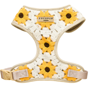 Cocopup London Adjustable Neck Dog Harness Crochet in Sunflower Patch - Large