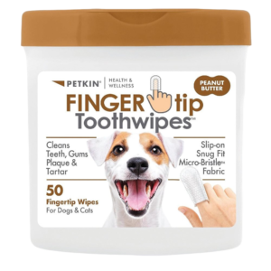 Petkin Fingertip Tooth Wipes For Dogs Peanut Butter Flavour - 50 pack