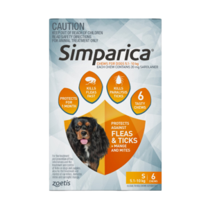 Simparica for Small Dogs 5.1–10kg (Orange) Flea & Tick Chewables - 6 Pack