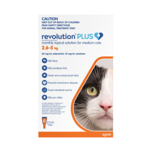 Revolution Plus for Medium Cats 2.6–5.0kg (Orange) Flea, Tick & Worm Protection - 6 Pack