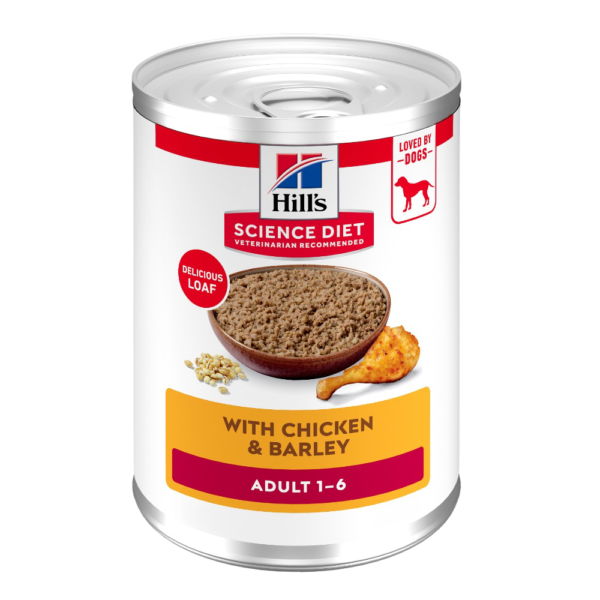 Hill’s Science Diet Chicken & Barley Adult Wet Dog Food Cans – 12 x 370g