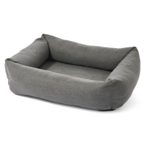 Paws For Life Rectangular Bolster Pet Bed Faux Linen Dark Grey - Small