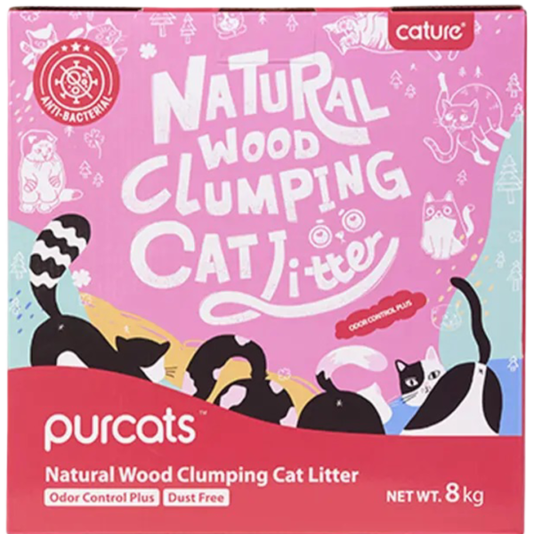 Cature Natural Wood Clumping Cat Litter Odour Control Plus Carbon Pellet – 8kg