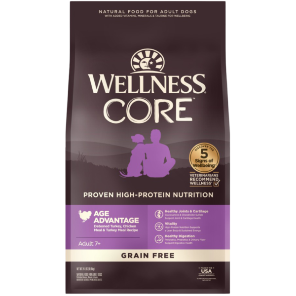 Wellness Core Turkey & Chicken Grain Free Senior Dry Dog Food – 10.9kg