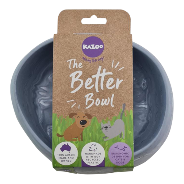 Kazoo The Better Bowl Australian Recycled Plastic Dog Bowl Ash – 800mL