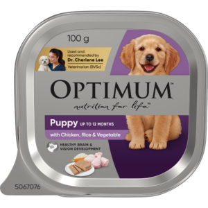 Optimum Chicken Rice with Vegetables Puppy Wet Dog Food Trays - 24 x 100g