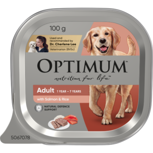 Optimum Salmon and Rice Adult Wet Dog Food Trays - 24 x 100g