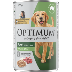 Optimum Lamb Rice Adult Dog Food Cans - 12 x 400g