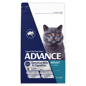 Advance Adult Sensitive Skin And Digestion Turkey Dry Cat Food - 1.5kg