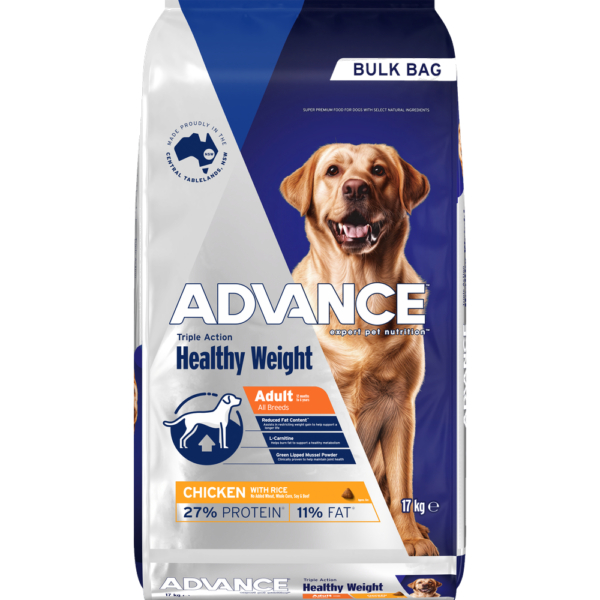 Advance Healthy Weight Adult Dry Dog Food Chicken and Rice – 17kg