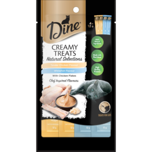 Dine Natural Creamy Cat Treats Chicken and Whitefish with Chicken Flakes - 4 x 12g