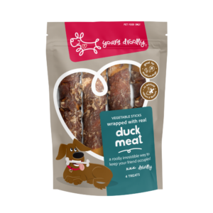 Yours Droolly Duck Wrapped Medium Sticks Dog Treats - 4 pack