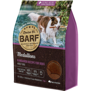 Doctor Bs Barf Medallions Kangaroo Frozen Raw Adult Dog Food - 1kg