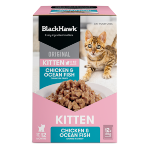 Black Hawk Wet Cat Food Kitten Chicken And Fish In Gravy Pouches - 12 x 85g
