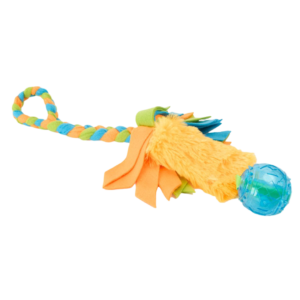 Paws For Life Tpr Ball With Braided Fleece Rope Dog Tug Toy - One Size