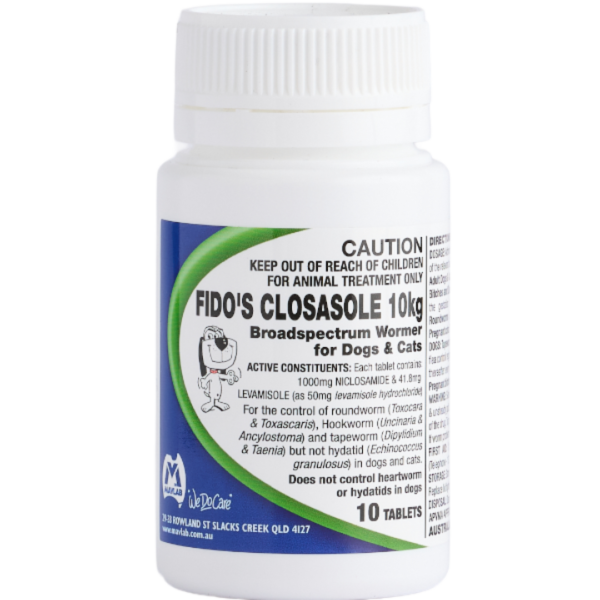 Fidos Closasole Allwormer Tablets Cats & Dogs 10kg – 10 Pack
