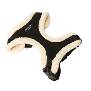 Cocopup London Adjustable Neck Dog Harness in Black Aviator Sherpa - Large