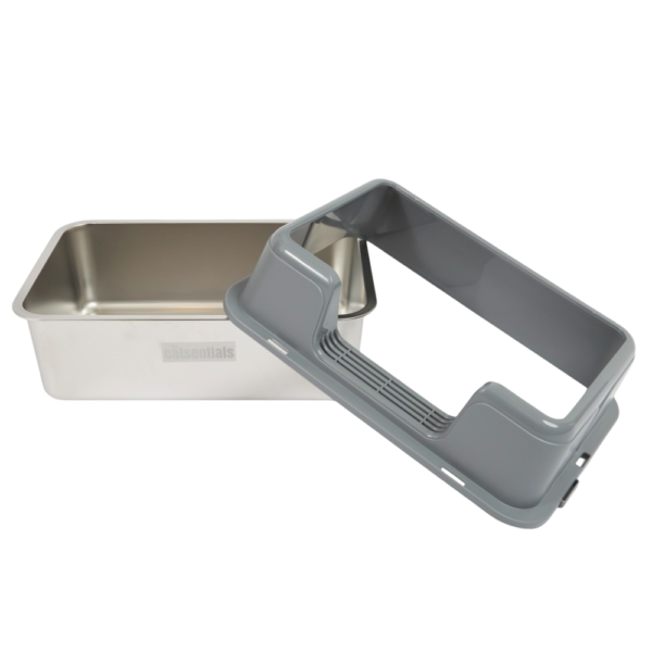 The Catsentials Front Opening Stainless Steel Cat Litter Box Grey – Medium