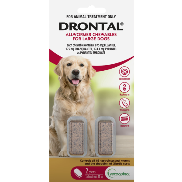 Drontal Dog Allwormer Chewable 35kg – 2 Tablets
