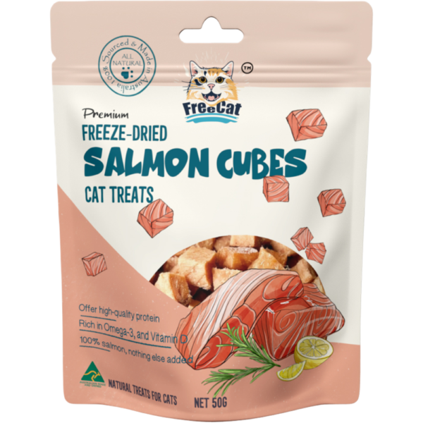 Freecat Freeze Dried Salmon Cubes Cat Treats – 50g