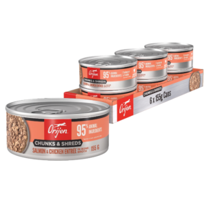 Orijen Chunks & Shreds Salmon & Chicken Adult Wet Cat Food Cans - 6 x 155g