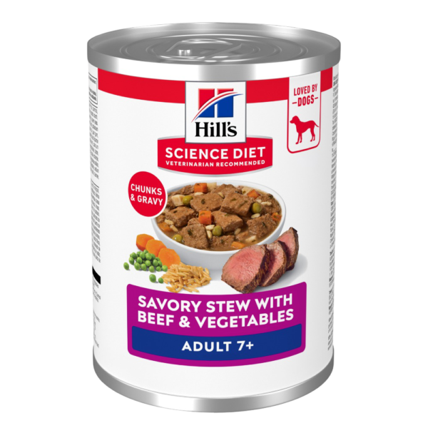 Hill’s Science Diet 7 Plus Savoury Stew Beef & Vegetables Senior Wet Dog Food Cans