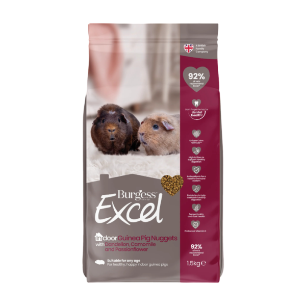 Burgess Excel Indoor Guinea Pig Nuggets With Dandelion And Chamomile – 1.5kg