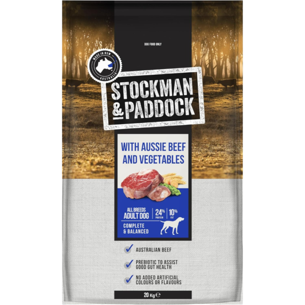 Stockman And Paddock Beef & Vegetables Adult Dry Dog Food – 20kg