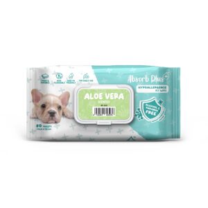 Absorb Plus Antibacterial Aloe Vera Scented Pet Wipes - 80 Pack