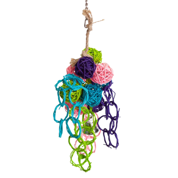 Kazoo Hanging Bird Toy Colourful Wicker Ball Bouquet – One Size