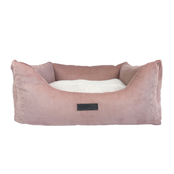 La Doggie Vita Low Front Pink Micro Corduroy Bolster With Removable Parts Dog Bed
