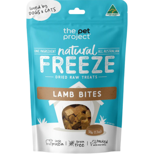 The Pet Project Freeze Dried Lamb Bites Dog Treats – 50g