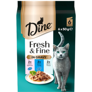 Dine Fresh & Fine Salmon Tuna and Trout In Gravy Wet Cat Food - 6 x 50g