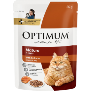 Optimum Mature Wet Cat Food Salmon In Jelly Pouch - 15 x 85g