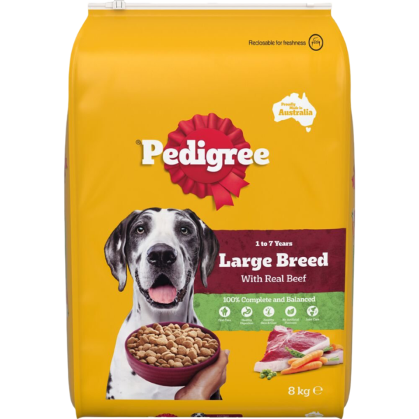 Pedigree Real Beef Large Breed Adult Dry Dog Food – 8kg