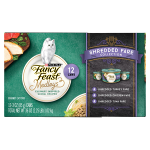 Fancy Feast Medleys Shredded Fare Collection Variety Pack Wet Cat Food - 12 x 85g