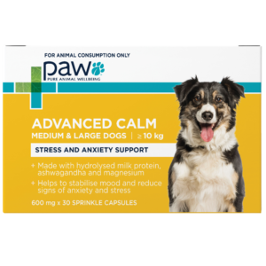 Paw Pure Animal Wellbeing Advanced Calm Stress Anxiety Support Medium Large Dogs - 30 Sprinkle Capsules