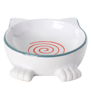 Paws For Life Cat Shaped Ceramic Pet Bowl White - 290mL