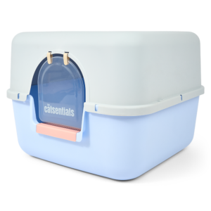 The Catsentials Square Enclosed Cat Litter Box Blue - One Size