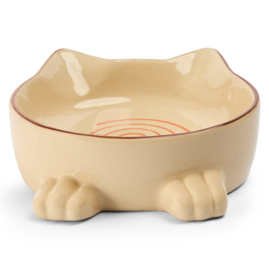 Paws For Life Cat Shaped Ceramic Pet Bowl in Beige - 270mL