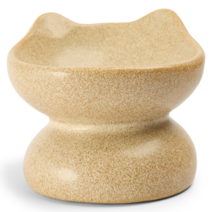 Paws For Life Cat Shaped Elevated Ceramic Pet Bowl in Natural Beige - 200mL