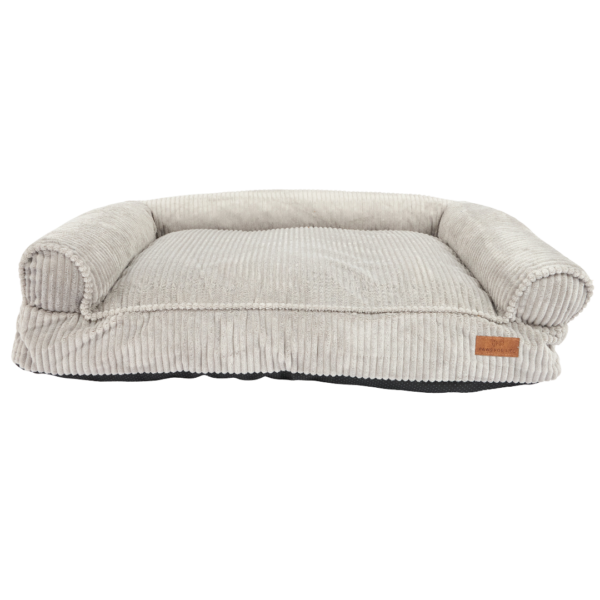 Paws For Life Plush Corduroy Rectangular Dog Bed Grey