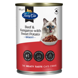 Fussy Cat Beef & Kangaroo with Sweet Potato Grain Free Adult Cat Wet Food Cans - 12 x 400g