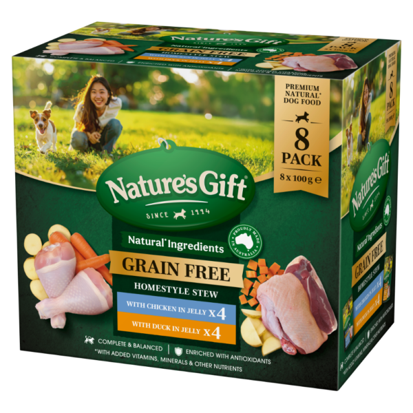 Natures Gift Chicken and Duck Jelly Multipack Adult Wet Dog Food – 8 x 100g