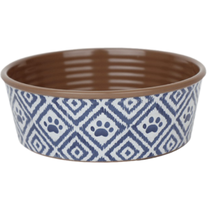 Barkley And Bella Melamine Dishwasher Safe Dog Bowl Ikat Indigo - One Size