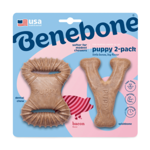 Benebone Bacon Puppy Tiny Dog Chew Toy 2 Pack - One Size